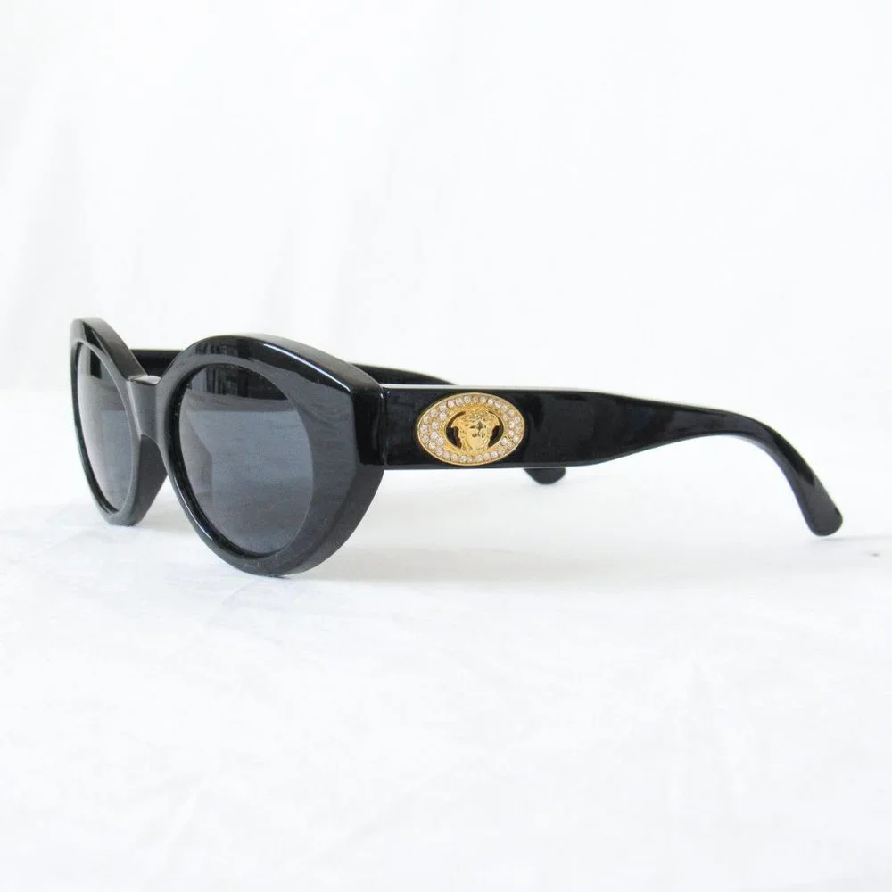 VERY RARE! AUTHENTIC VTG 1990’S GIANNI VERSACE BLACK DESIGNER SUNGLASSES CZ - Picture 4 of 15